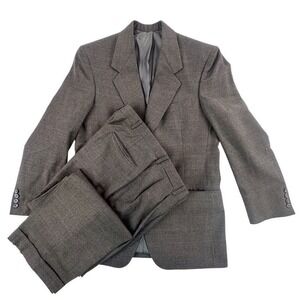 Graham‎ & Gunn Mens 40R Suit Set 33 x 29 Pants Brown Micro Check Wool Blend